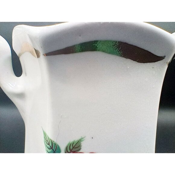 House of Webster Vintage Floral Pitcher 16oz Porcelain Gold Trim Victorian Style - Picture 7 of 15